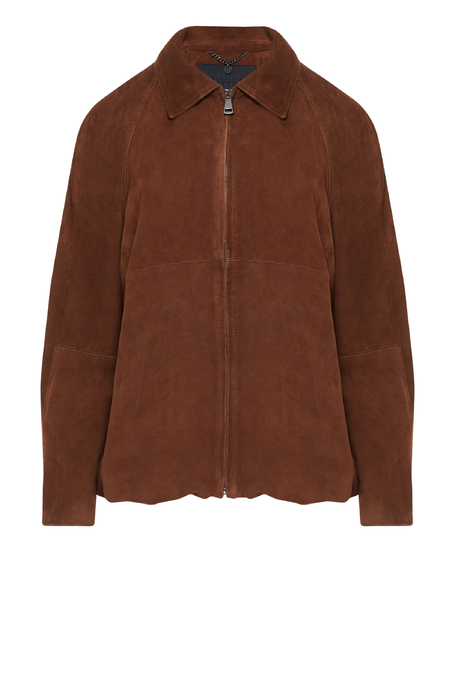 Jachetă maro din piele întoarsă - Patrizia Aryton