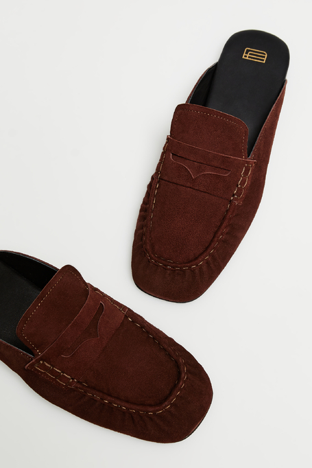 Mule maro din piele de nubuc