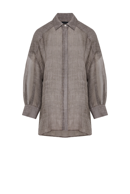 Cămașă lejeră maro din ramie