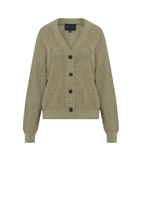 Cardigan tricotat verde cu in