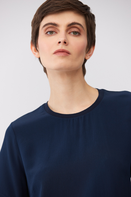 Bluză Brigitte bleumarin cu mătase - Patrizia Aryton