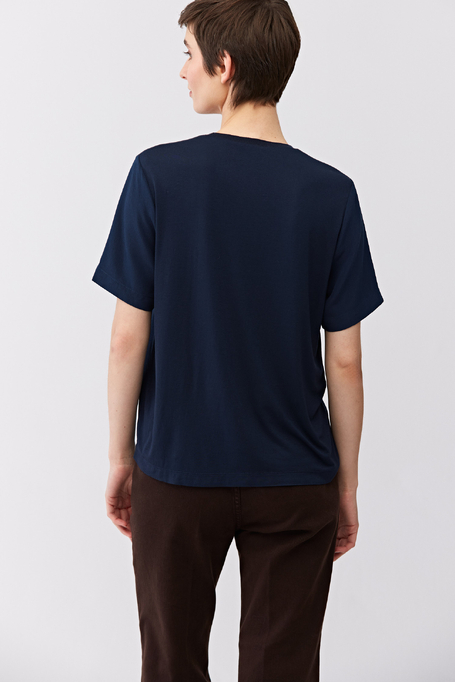 Bluză Brigitte bleumarin cu mătase - Patrizia Aryton