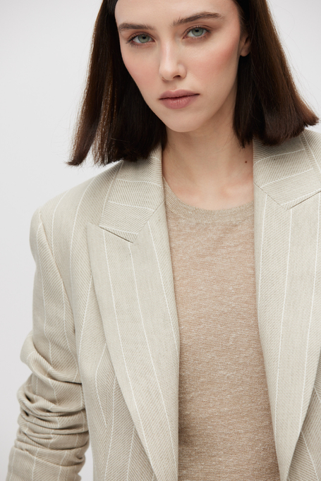 Sacou bej din bumbac și in cu dungi tenis Sacou bej din bumbac și in cu dungi tenis