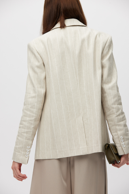 Sacou bej din bumbac și in cu dungi tenis Sacou bej din bumbac și in cu dungi tenis