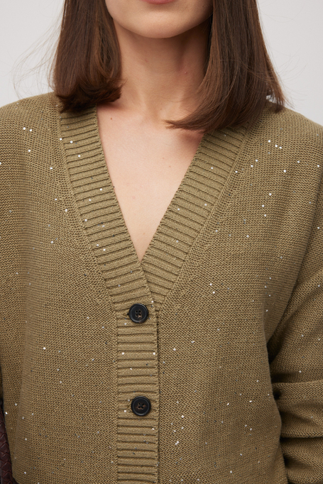 Cardigan tricotat verde cu in