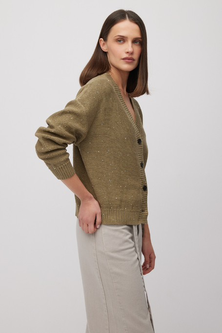 Cardigan tricotat verde cu in