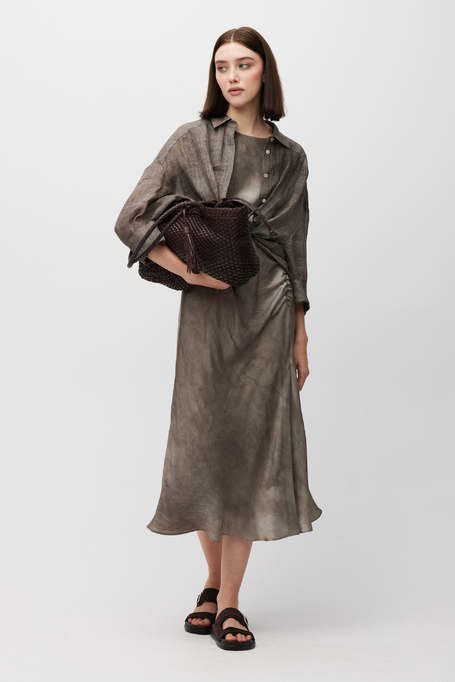 Rochie midi din mătase cu șliț