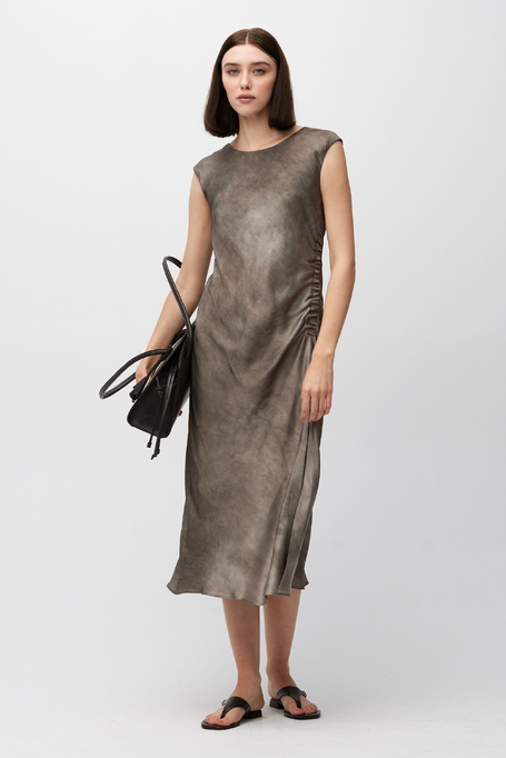 Rochie midi din mătase cu șliț