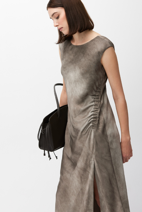 Rochie midi din mătase cu șliț