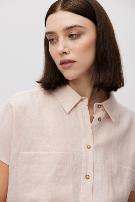 Bluză din in în roz pudrat - Patrizia Aryton