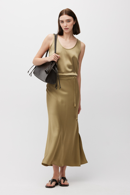 Fustă midi verde din viscoză