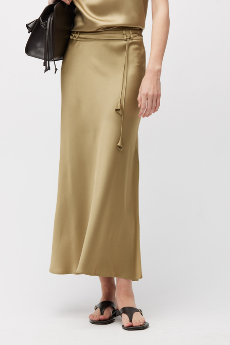 Fustă midi verde din viscoză