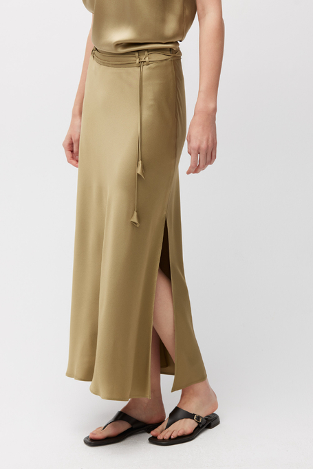 Fustă midi verde din viscoză