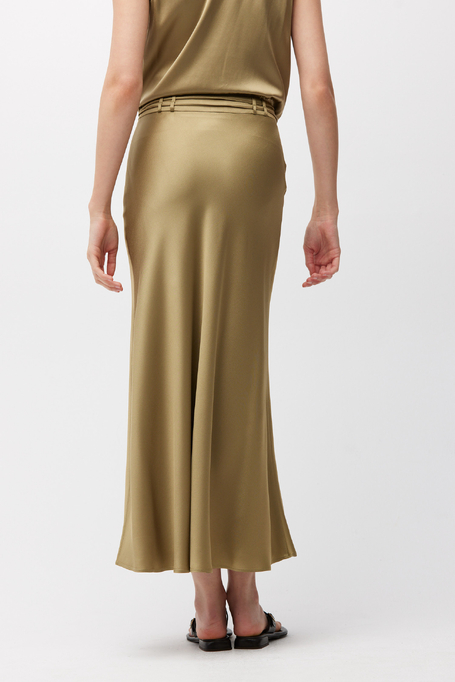 Fustă midi verde din viscoză