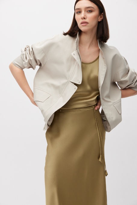 Fustă midi verde din viscoză