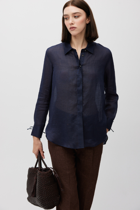 Cămașă bleumarin din ramie - Patrizia Aryton