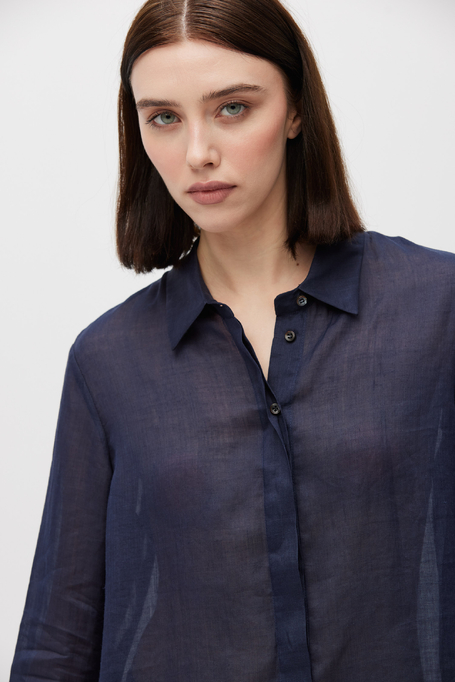 Cămașă bleumarin din ramie - Patrizia Aryton
