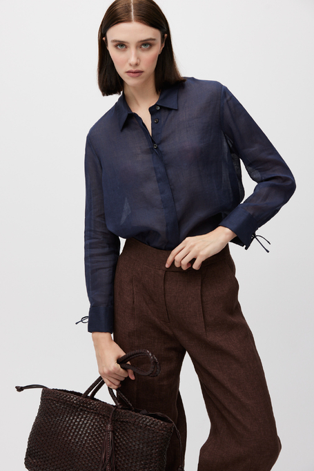 Cămașă bleumarin din ramie - Patrizia Aryton