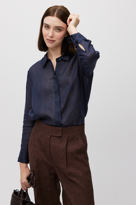 Cămașă bleumarin din ramie - Patrizia Aryton