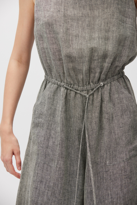 Salopetă gri din in cu picior larg