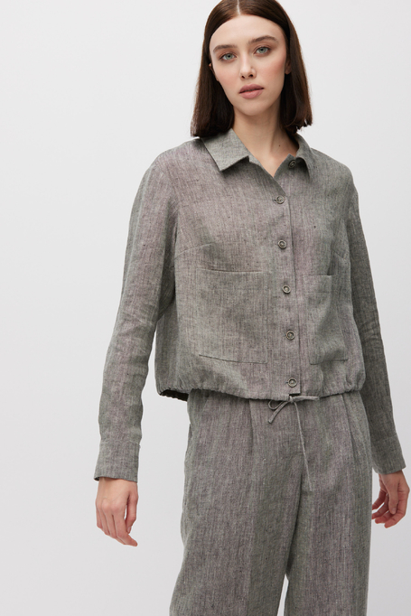 Sacou scurt gri din in pentru costum