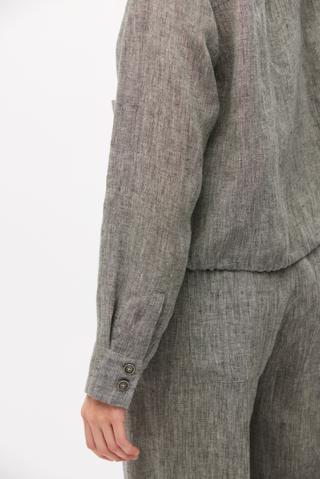 Sacou scurt gri din in pentru costum