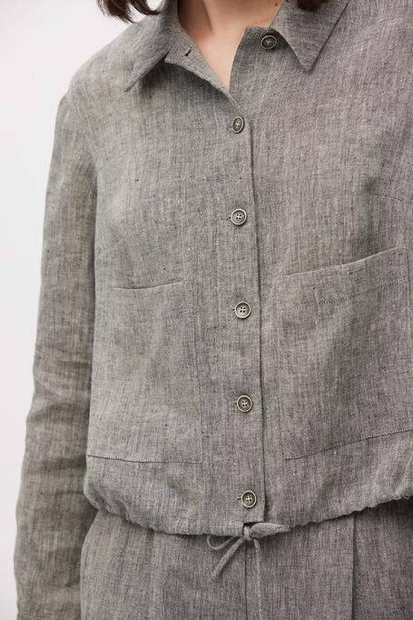 Sacou scurt gri din in pentru costum