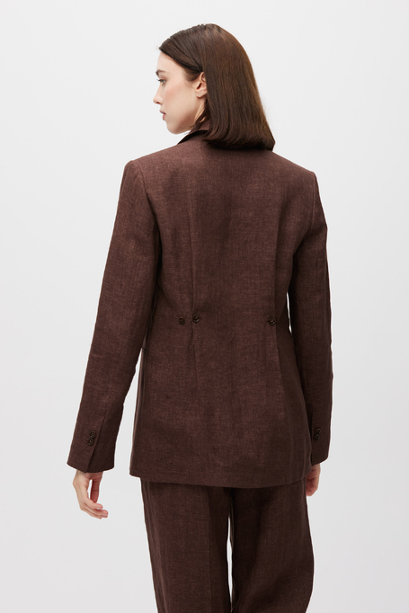 Sacou maro din in pentru costum