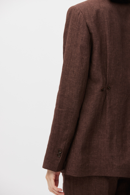 Sacou maro din in pentru costum