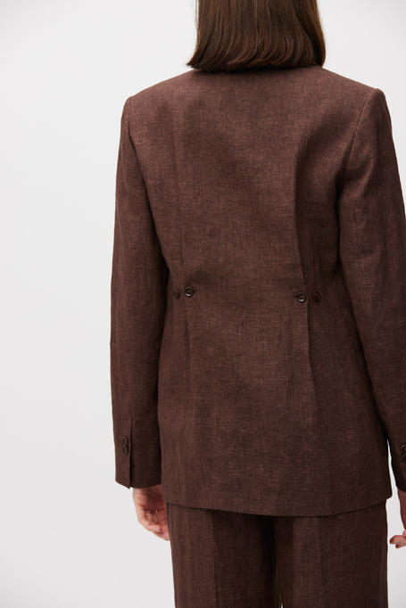 Sacou maro din in pentru costum