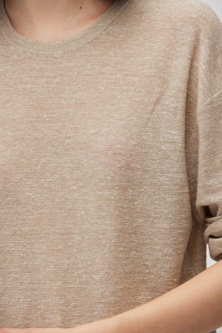 Bluză bej ușoară din lână și in