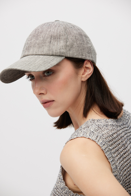 Șapcă gri din in cu cozoroc