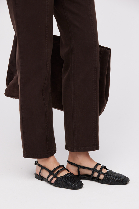 Pantofi slingback negri din piele împletită