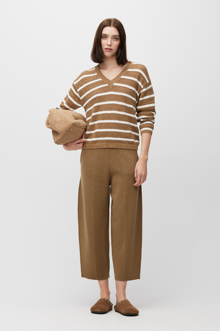 Pulover în dungi cu decolteu în V - Patrizia Aryton