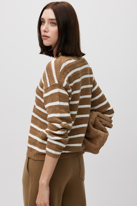 Pulover în dungi cu decolteu în V - Patrizia Aryton