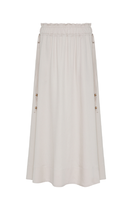 Fustă maxi bej din amestec de in și lyocell
