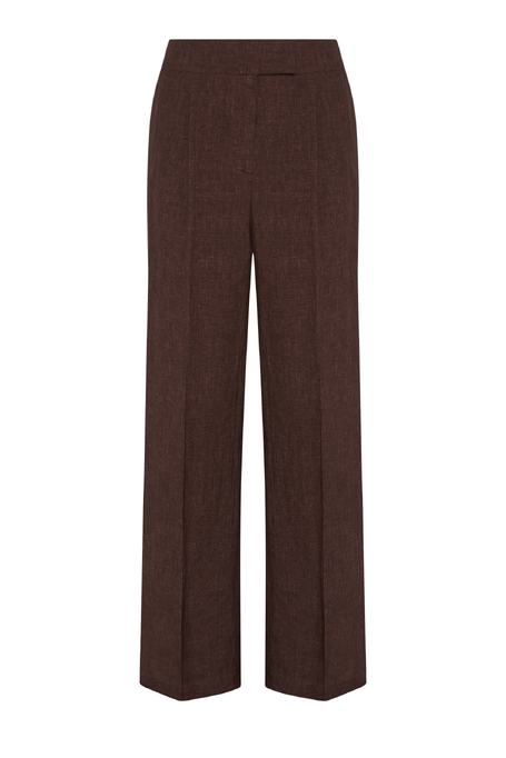 Pantaloni maro din in pentru costum