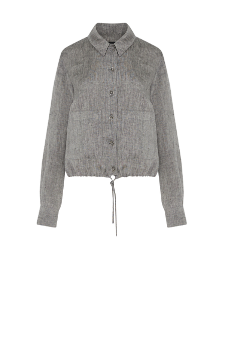 Sacou scurt gri din in pentru costum