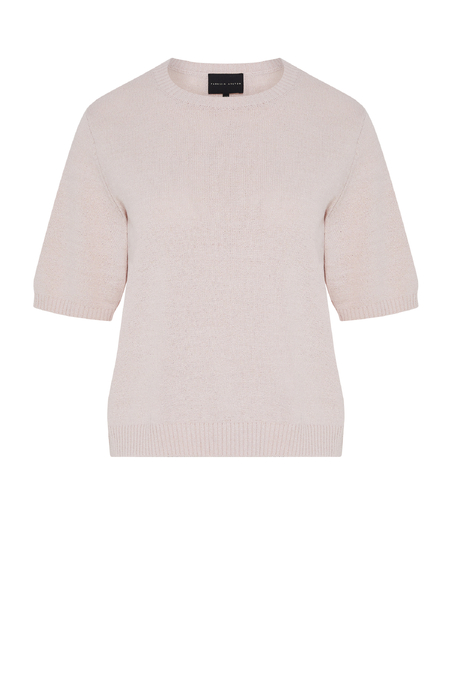 Pulover roz pudrat din bumbac și in