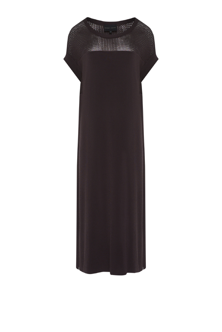 Rochie midi maro cu mânecă scurtă