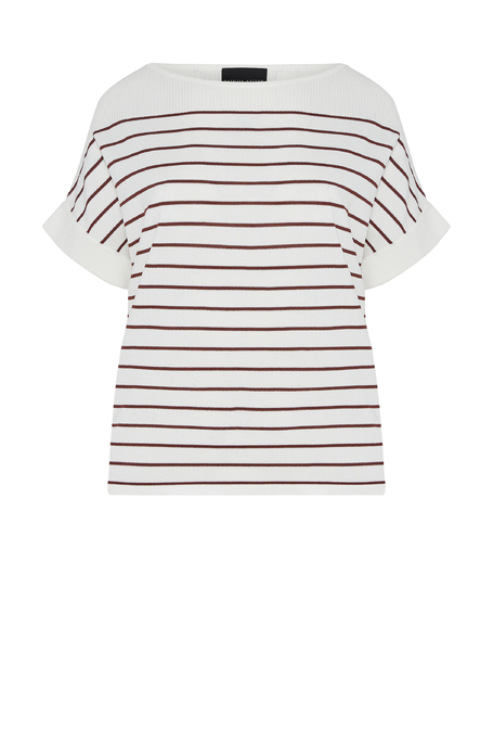 Bluză albă cu dungi maro