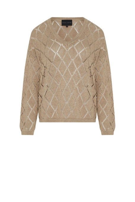 Pulover cu decolteu în V din bumbac și in - Patrizia Aryton