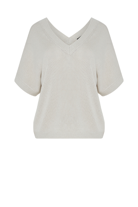 Pulover cu decolteu în V din in și lyocell - Patrizia Aryton