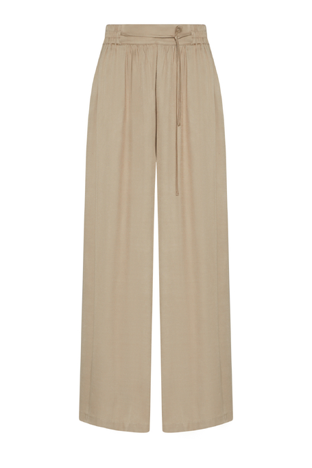 Pantaloni bej cu picior larg