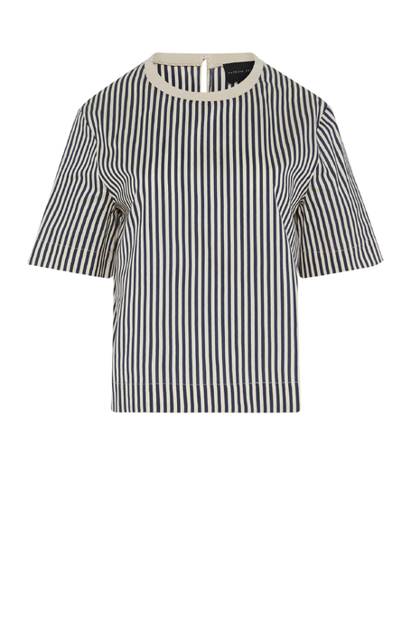 Bluză în dungi din bumbac și mătase