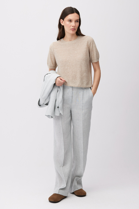 Pantaloni largi bleu din in - Patrizia Aryton