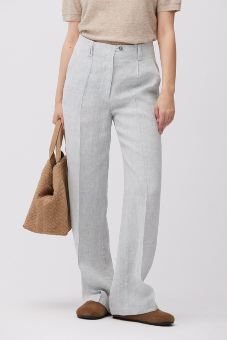 Pantaloni largi bleu din in - Patrizia Aryton