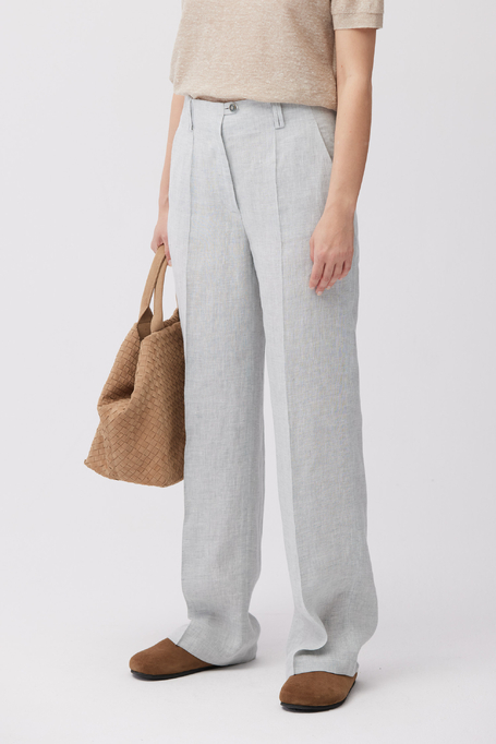 Pantaloni largi bleu din in - Patrizia Aryton