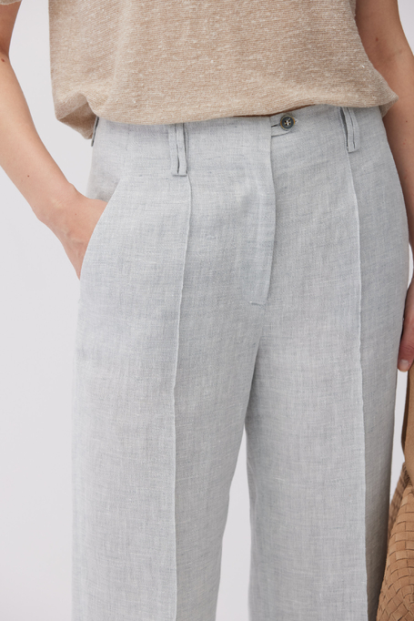 Pantaloni largi bleu din in - Patrizia Aryton