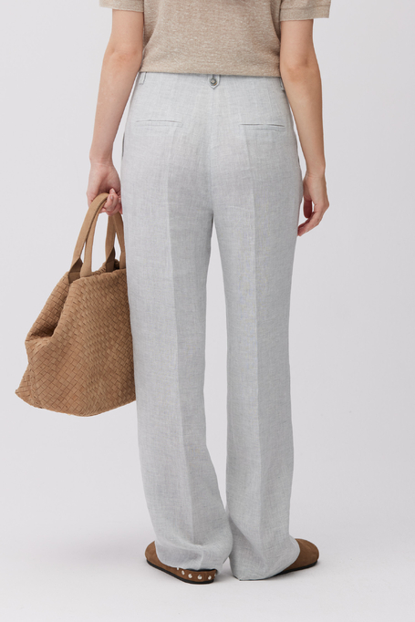 Pantaloni largi bleu din in - Patrizia Aryton